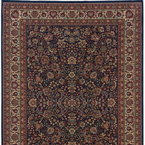 HomeRoots 6' Elegant Round Oriental Rug in Ivory, Black & Red - Timeless Style for Modern Spaces 5' X 8' 574297