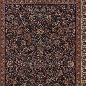 HomeRoots 6' Elegant Round Oriental Rug in Ivory, Black & Red - Timeless Style for Modern Spaces 7' X 10' 574298
