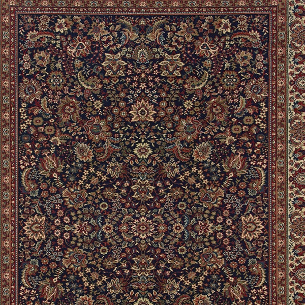 HomeRoots 6' Elegant Round Oriental Rug in Ivory, Black & Red - Timeless Style for Modern Spaces 7' X 10' 574298