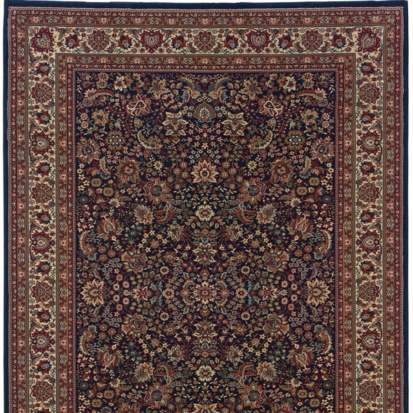 HomeRoots 6' Elegant Round Oriental Rug in Ivory, Black & Red - Timeless Style for Modern Spaces 7' X 10' 574298