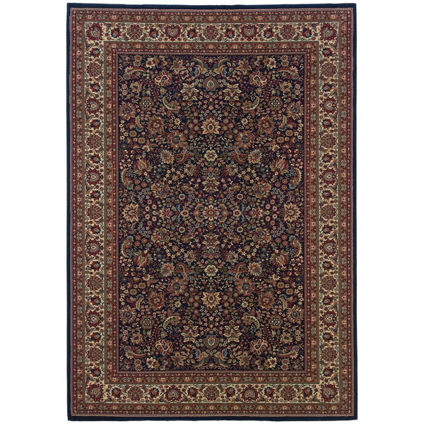 HomeRoots 6' Elegant Round Oriental Rug in Ivory, Black & Red - Timeless Style for Modern Spaces 8' X 11' 574299