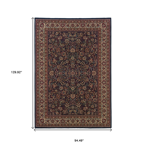 HomeRoots 6' Elegant Round Oriental Rug in Ivory, Black & Red - Timeless Style for Modern Spaces 8' X 11' 574299