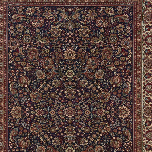 HomeRoots 6' Elegant Round Oriental Rug in Ivory, Black & Red - Timeless Style for Modern Spaces 8' X 11' 574299