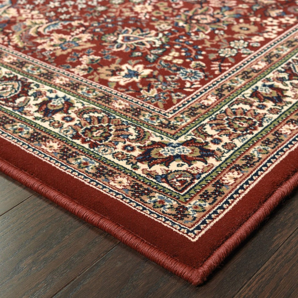 HomeRoots 6' Elegant Round Oriental Rug in Ivory, Black & Red - Timeless Style for Modern Spaces 10' X 13' 574300