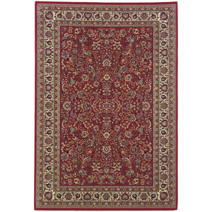 HomeRoots 6' Elegant Round Oriental Rug in Ivory, Black & Red - Timeless Style for Modern Spaces 10' X 13' 574300