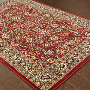 HomeRoots 6' Elegant Round Oriental Rug in Ivory, Black & Red - Timeless Style for Modern Spaces 4' X 6' 574301