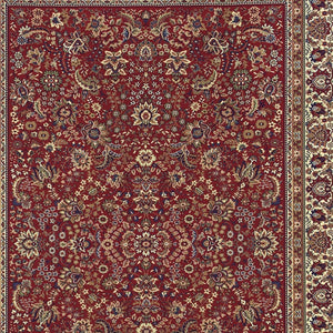 HomeRoots 6' Elegant Round Oriental Rug in Ivory, Black & Red - Timeless Style for Modern Spaces 4' X 6' 574301