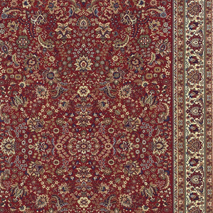 HomeRoots 6' Elegant Round Oriental Rug in Ivory, Black & Red - Timeless Style for Modern Spaces 7' X 10' 574302