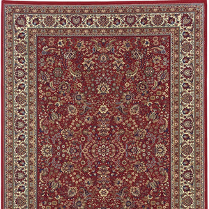 HomeRoots 6' Elegant Round Oriental Rug in Ivory, Black & Red - Timeless Style for Modern Spaces 7' X 10' 574302