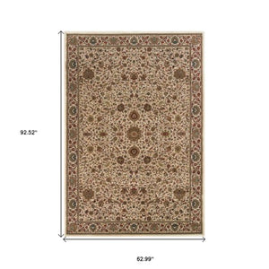 Homeroots 6' Brown Oriental Round Rug - Durable, Stain Resistant, Geometric Design For Warmth And Style 5' X 8' Polypropylene 574309