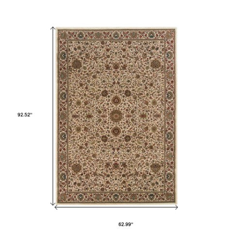 Homeroots 6' Brown Oriental Round Rug - Durable, Stain Resistant, Geometric Design For Warmth And Style 5' X 8' Polypropylene 574309