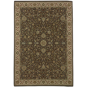 Homeroots 6' Brown Oriental Round Rug - Durable, Stain Resistant, Geometric Design For Warmth And Style 10' X 13' Polypropylene 574310