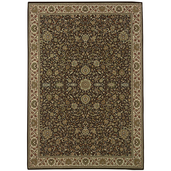 Homeroots 6' Brown Oriental Round Rug - Durable, Stain Resistant, Geometric Design For Warmth And Style 10' X 13' Polypropylene 574310
