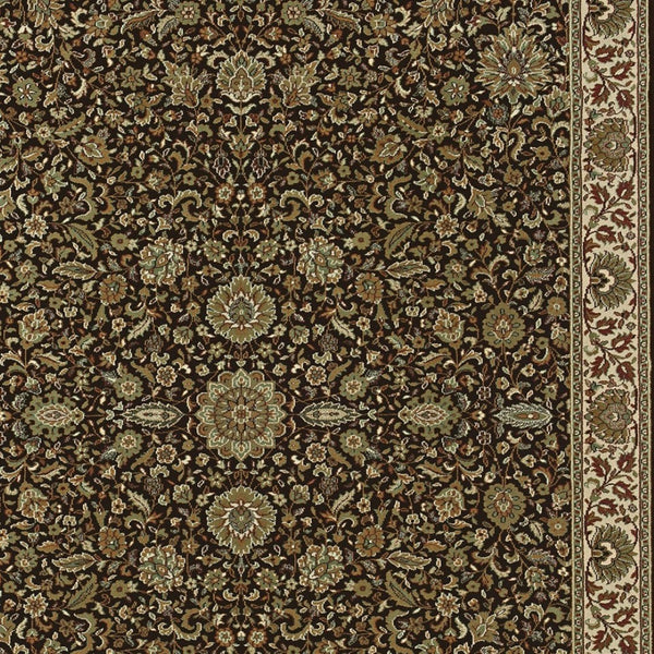 HomeRoots 8' Elegant Brown and Ivory Oriental Square Rug - Stain Resistant, Durable, and Perfect for Any Space 10' X 13' 574310