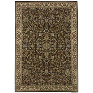 HomeRoots 8' Elegant Brown and Ivory Oriental Square Rug - Stain Resistant, Durable, and Perfect for Any Space 4' X 6' 574311