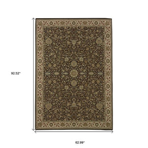 Homeroots 6' Brown Oriental Round Rug - Durable, Stain Resistant, Geometric Design For Warmth And Style 5' X 8' Polypropylene 574312