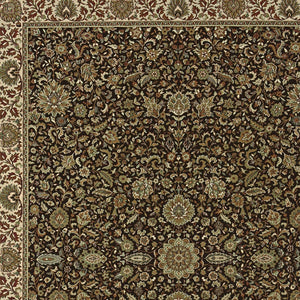 Homeroots 6' Brown Oriental Round Rug - Durable, Stain Resistant, Geometric Design For Warmth And Style 5' X 8' Polypropylene 574312