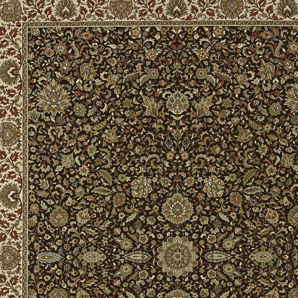 Homeroots 6' Brown Oriental Round Rug - Durable, Stain Resistant, Geometric Design For Warmth And Style 5' X 8' Polypropylene 574312