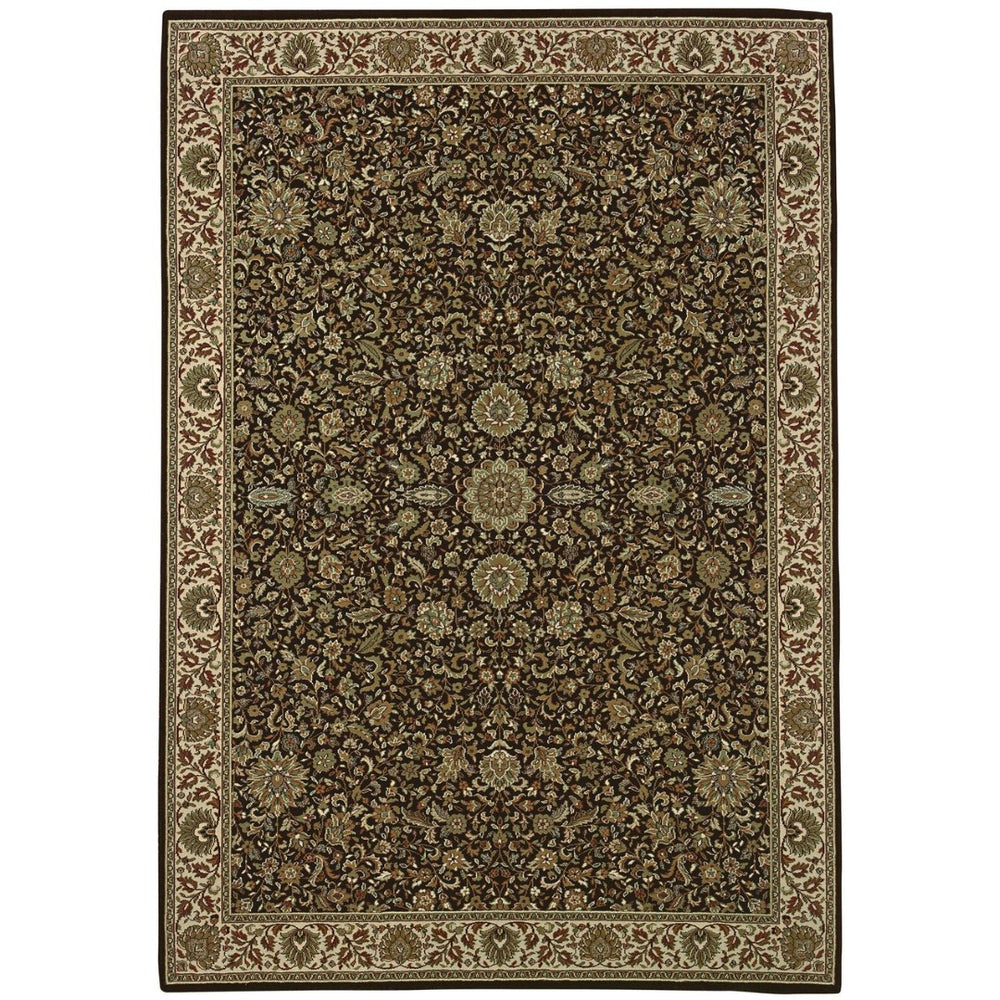 HomeRoots 8' Elegant Brown and Ivory Oriental Square Rug - Stain Resistant, Durable, and Perfect for Any Space 7' X 10' 574313