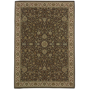 Homeroots 6' Brown Oriental Round Rug - Durable, Stain Resistant, Geometric Design For Warmth And Style 7' X 10' Polypropylene 574313
