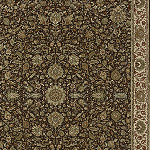 Homeroots 6' Brown Oriental Round Rug - Durable, Stain Resistant, Geometric Design For Warmth And Style 7' X 10' Polypropylene 574313