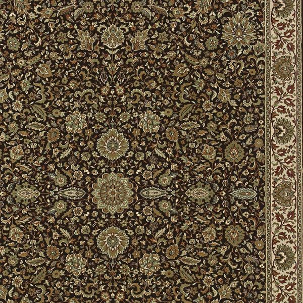 Homeroots 6' Brown Oriental Round Rug - Durable, Stain Resistant, Geometric Design For Warmth And Style 7' X 10' Polypropylene 574313