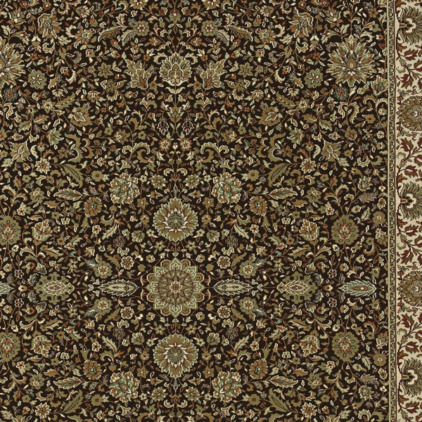 Homeroots 6' Brown Oriental Round Rug - Durable, Stain Resistant, Geometric Design For Warmth And Style 8' X 11' Polypropylene 574314