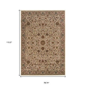 Homeroots 6' Brown Oriental Round Rug - Durable, Stain Resistant, Geometric Design For Warmth And Style 7' X 10' Polypropylene 574317