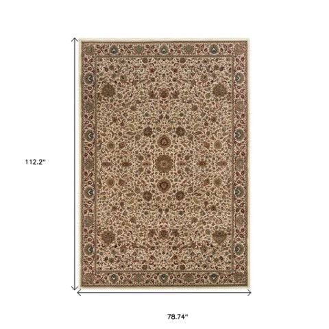 Homeroots 6' Brown Oriental Round Rug - Durable, Stain Resistant, Geometric Design For Warmth And Style 7' X 10' Polypropylene 574317