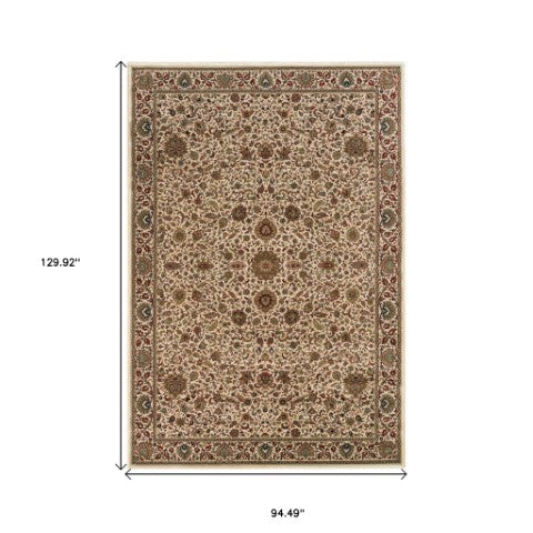 Homeroots 6' Brown Oriental Round Rug - Durable, Stain Resistant, Geometric Design For Warmth And Style 8' X 11' Polypropylene 574318