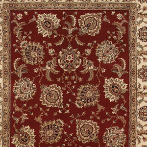HomeRoots 6' Elegant Red and Ivory Oriental Round Rug for Timeless Style, Durability, and Easy Maintenance 10' X 13' 574320