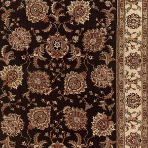 HomeRoots 6' Brown And Ivory Oriental Round Rug - Timeless Geometric Design for Elegant Living Spaces 10' X 13' 574325