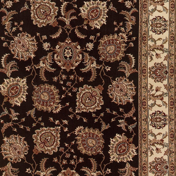 HomeRoots 6' Brown And Ivory Oriental Round Rug - Timeless Geometric Design for Elegant Living Spaces 10' X 13' 574325