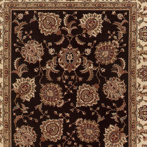 HomeRoots 6' Brown And Ivory Oriental Round Rug - Timeless Geometric Design for Elegant Living Spaces 5' X 8' 574327