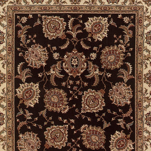HomeRoots 6' Brown And Ivory Oriental Round Rug - Timeless Geometric Design for Elegant Living Spaces 7' X 10' 574328