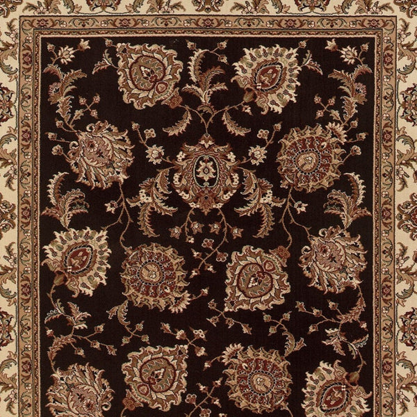 HomeRoots 6' Brown And Ivory Oriental Round Rug - Timeless Geometric Design for Elegant Living Spaces 7' X 10' 574328