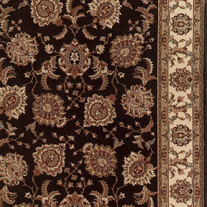 HomeRoots 6' Brown And Ivory Oriental Round Rug - Timeless Geometric Design for Elegant Living Spaces 8' X 11' 574329