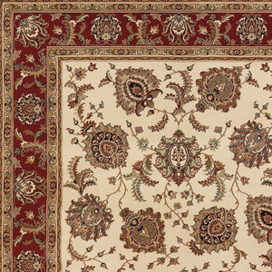 HomeRoots 6' Ivory and Red Oriental Round Rug – Timeless Elegance with Durable Performance for Every Home 10' X 13' 574330