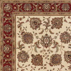 HomeRoots 6' Ivory and Red Oriental Round Rug – Timeless Elegance with Durable Performance for Every Home 7' X 10' 574332