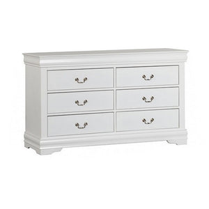 English Elm Ryla Six Drawer Wide Dresser Solid Wood White Finish Nickel Handles Bedroom Storage B056P416910