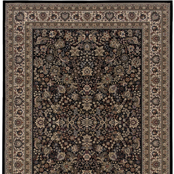 Homeroots 6' Elegant Green And Ivory Oriental Round Rug - Durable, Stain-resistant, Perfect For Any Room 5' X 8' Polypropylene 574334