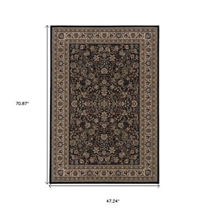 Homeroots 6' Elegant Green And Ivory Oriental Round Rug - Durable, Stain-resistant, Perfect For Any Room 4' X 6' Polypropylene 574342