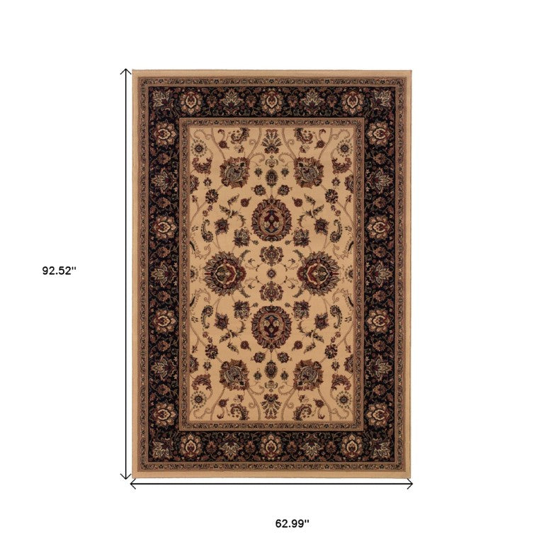 Oriental Polypropylene Area Rug Power Loomed Classic Motif for Living and Dining Room Floors