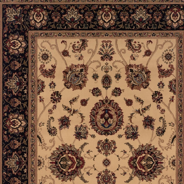 HomeRoots 4' Timeless Black and Ivory Oriental Area Rug – Durable, Stain-Resistant Design for Any Space 4' X 6' 574348