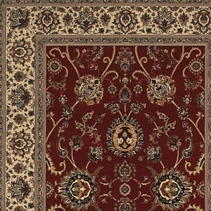 HomeRoots 4' Timeless Red and Ivory Oriental Area Rug - Durable, Stain Resistant, Ideal for Family Spaces 4' X 6' 574353