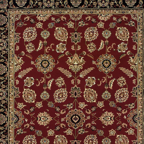 HomeRoots 4' Elegant Red Black and Tan Oriental Area Rug - Durable, Stain-Resistant, Perfect for Any Room 4' X 6' 574362
