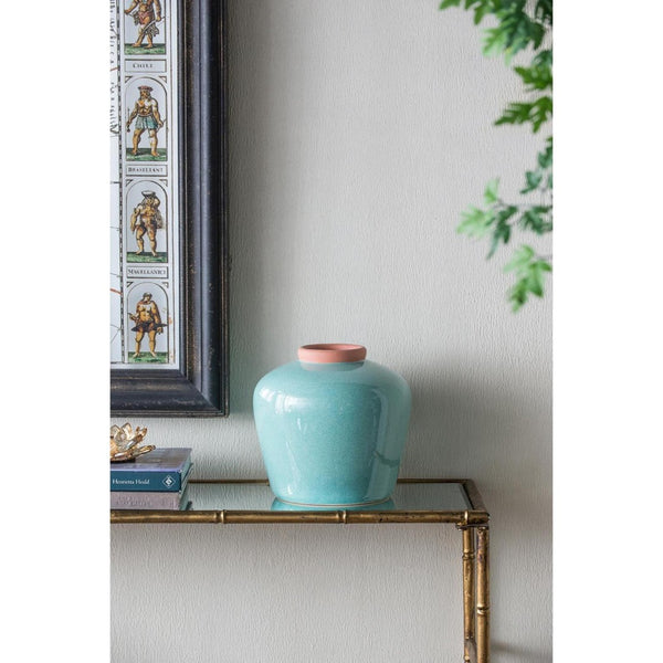 HomeRoots 9" Brown Round Ceramic Table Vase - Elegant Home Accent for Fresh Flowers & Stylish Decor Displays 574363