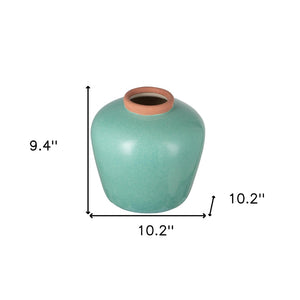 HomeRoots 9" Brown Round Ceramic Table Vase - Elegant Home Accent for Fresh Flowers & Stylish Decor Displays 574363