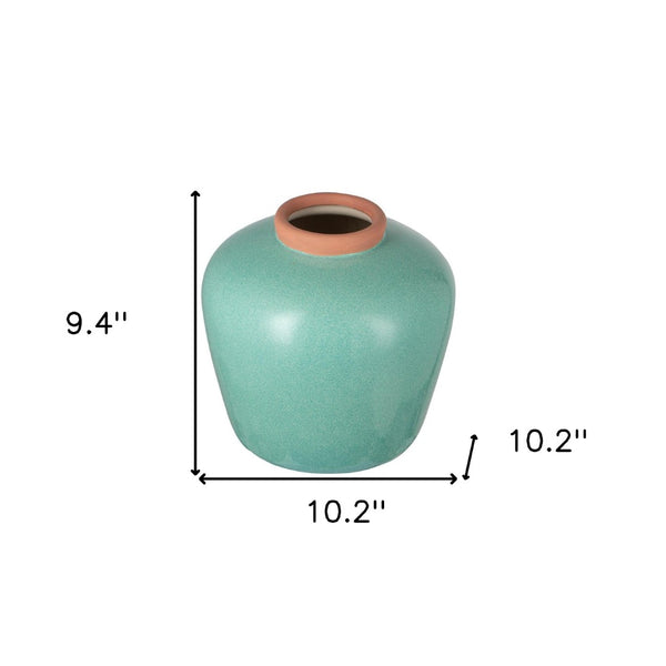 HomeRoots 9" Brown Round Ceramic Table Vase - Elegant Home Accent for Fresh Flowers & Stylish Decor Displays 574363