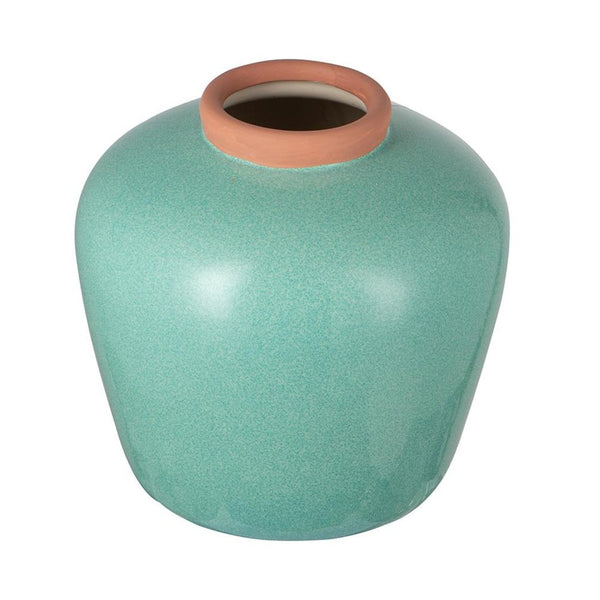 HomeRoots 9" Brown Round Ceramic Table Vase - Elegant Home Accent for Fresh Flowers & Stylish Decor Displays 574363